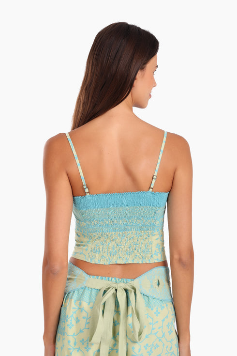 Short top in cotton with adjustable straps